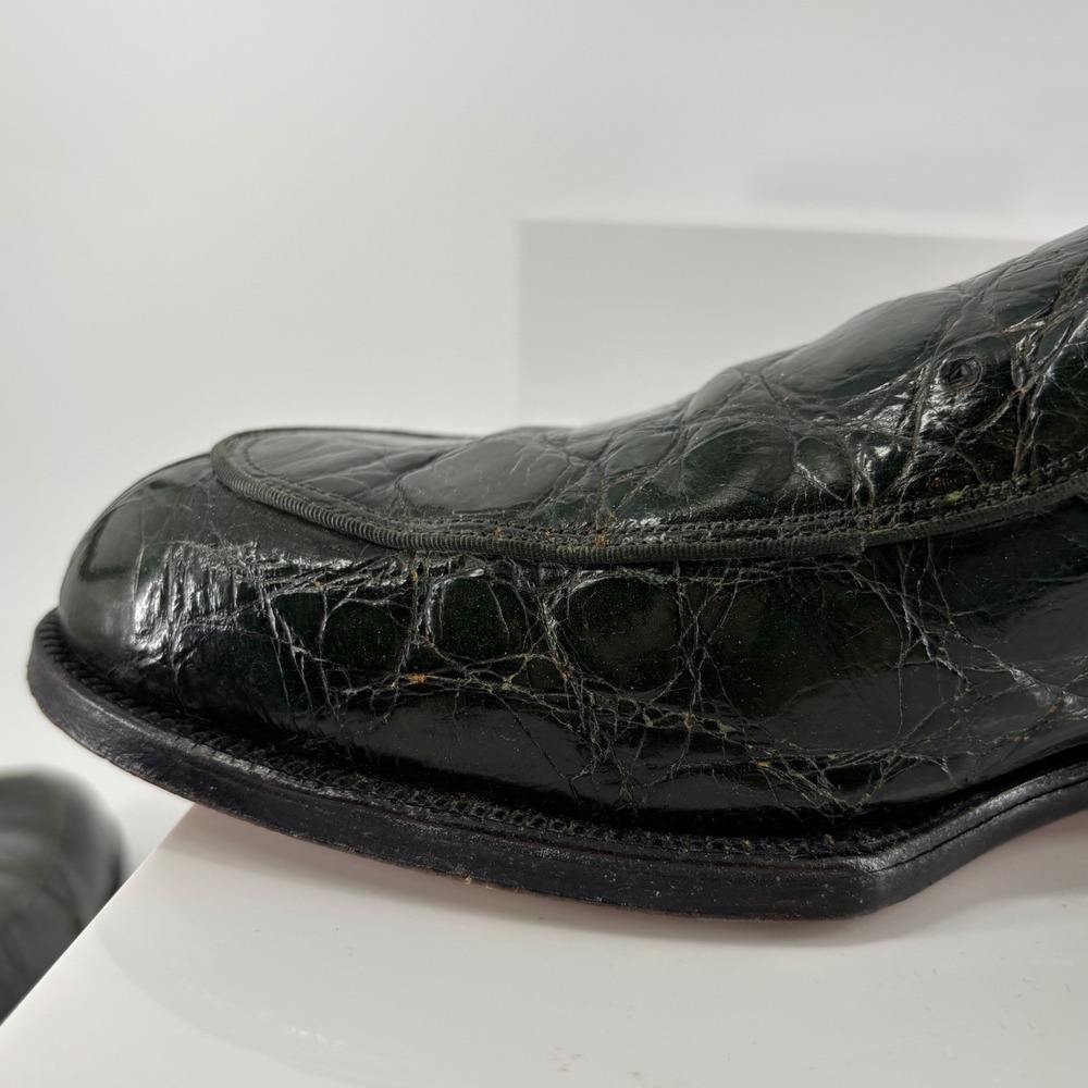 Vintage FootJoy Genuine Alligator Crocodile Loafer Green Exotic Leather Men 10.5 - Picture 8 of 16